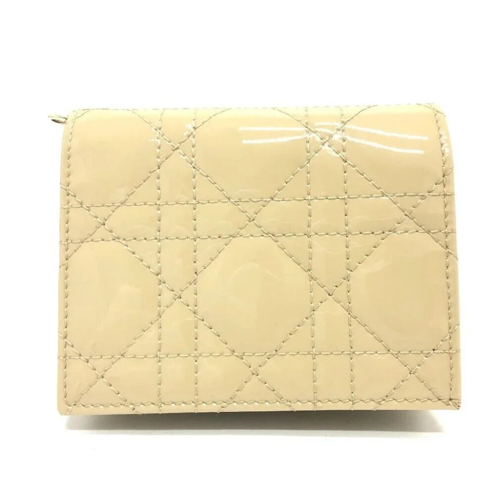 CHRISTIAN DIOR LADY DIOR Cannage Mini Wallet Compact Bifold Wallet Unused